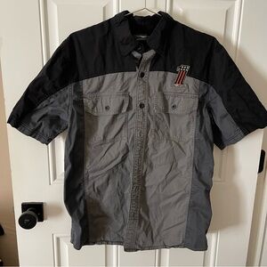 Vintage Y2K Harley Davidson Embroidered Double Pocket Button Up Shirt Size M